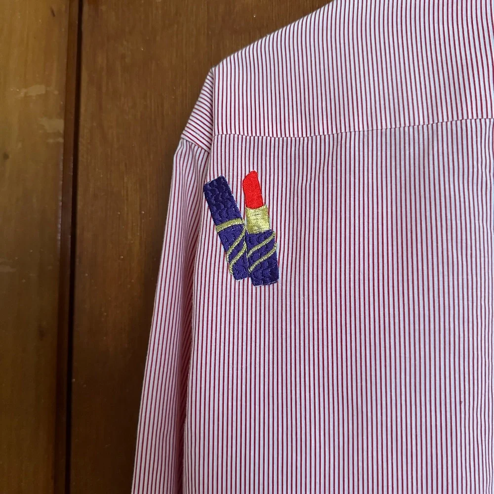 Red Hat Lady Striped Button Down - Picture 7 of 8